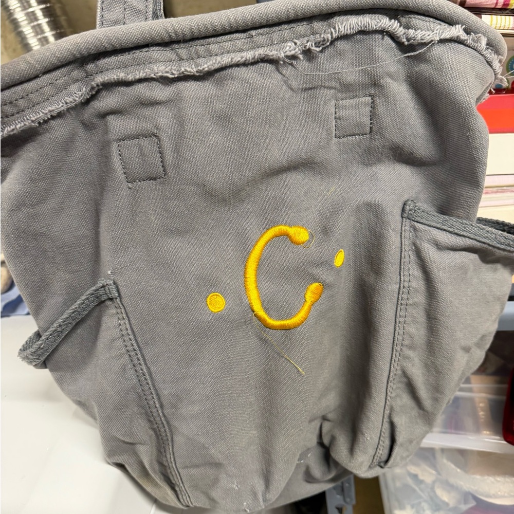 Gray Hobo Bag with Yellow Accents